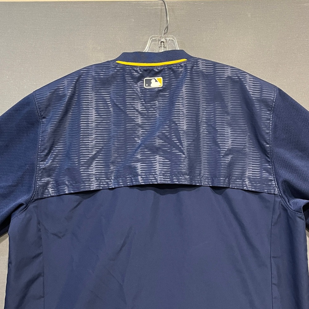 Milwaukee Brewers 1/4 Zip Windshirt Mens M Blue Majestic Short Sleeve Pullover - Picture 4 of 8